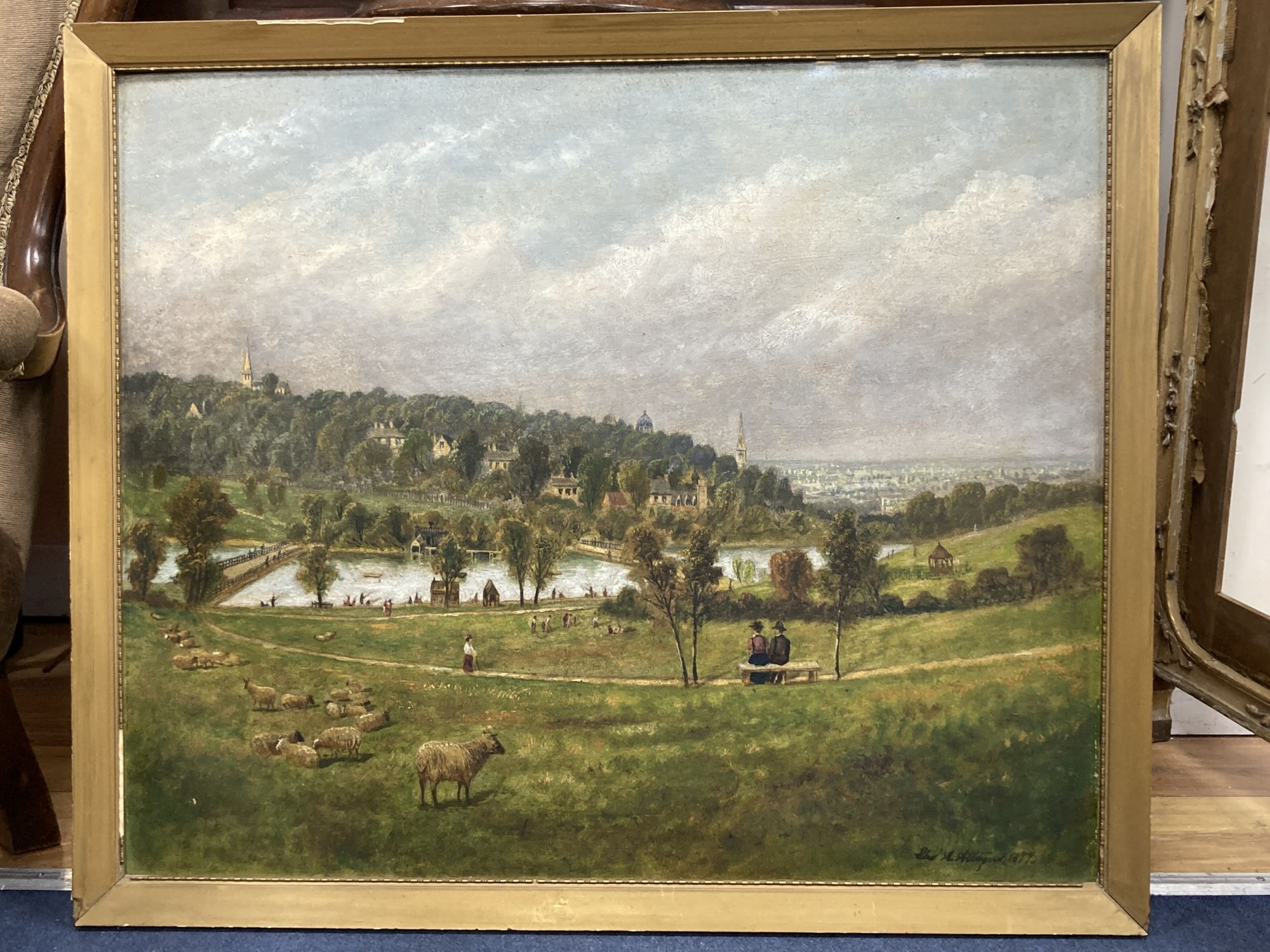 E.A. Atta.. 1899, oil on board, A view of Highgate with St. Michaels Church and St. Josephs, signed and dated, 62 x 75cm